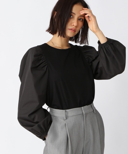 BARNYARDSTORM（バンヤードストーム）の「BARNYARDSTORM / ショルダーボリュームプルオーバー（Tシャツ/カットソー・レディース・ホワイト/ブラック・0/1）」の3枚目の写真