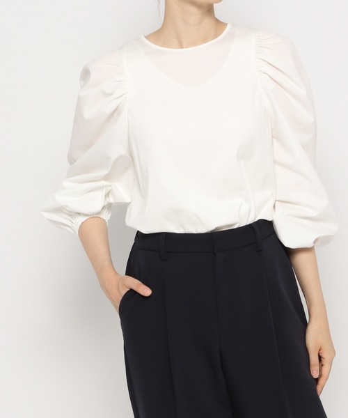 BARNYARDSTORM（バンヤードストーム）の「BARNYARDSTORM / ショルダーボリュームプルオーバー（Tシャツ/カットソー・レディース・ホワイト/ブラック・0/1）」の19枚目の写真