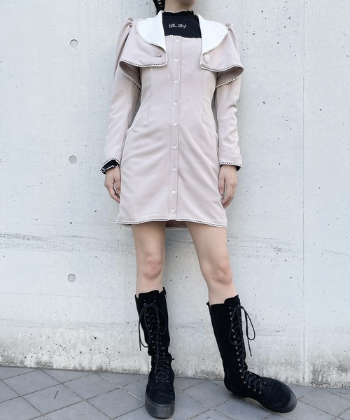 lilLilly（リルリリー）の「スカラップショートジャケット（テーラードジャケット・レディース・ホワイト/ブラック/ベージュ・FREE）」の9枚目の写真