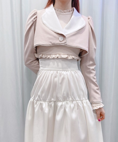 lilLilly（リルリリー）の「スカラップショートジャケット（テーラードジャケット・レディース・ホワイト/ブラック/ベージュ・FREE）」の20枚目の写真