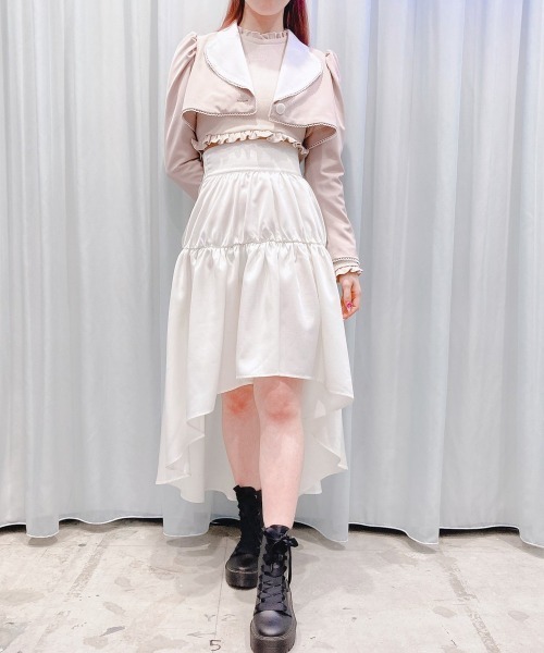 lilLilly（リルリリー）の「スカラップショートジャケット（テーラードジャケット・レディース・ホワイト/ブラック/ベージュ・FREE）」の7枚目の写真