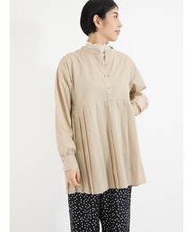 プリーツ切替ブラウス