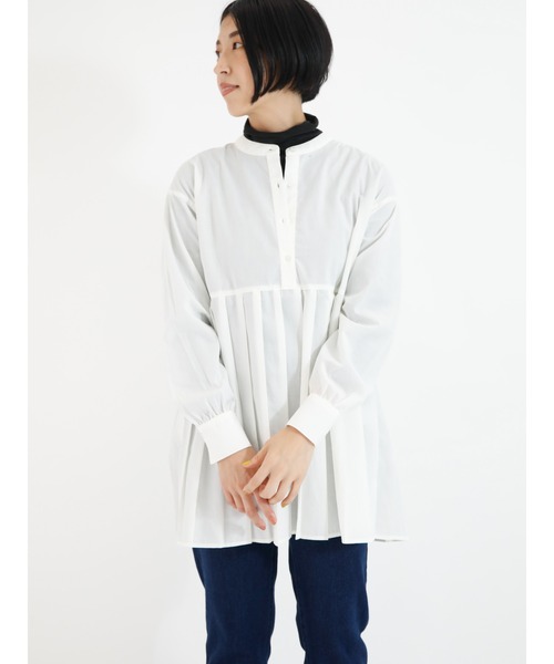 Lugnoncure（ルノンキュール）の「プリーツ切替ブラウス（シャツ/ブラウス・レディース・ベージュ/オフホワイト/ブラック・ﾌﾘ-）」の2枚目の写真