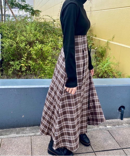 abc une face（アーベーセーアンフェイス）の「チェックドッキングワンピース（ワンピース・レディース・ホワイト/ブラック/ダークブラウン・FREE）」の21枚目の写真