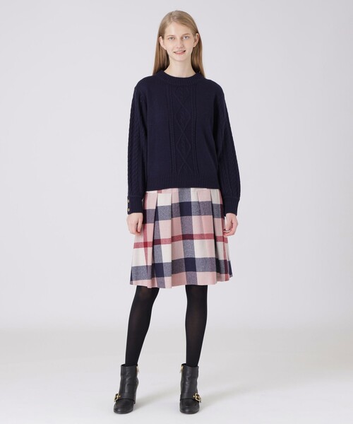 クレストブリッジチェックフラノスカート36 ブルーレーベル 