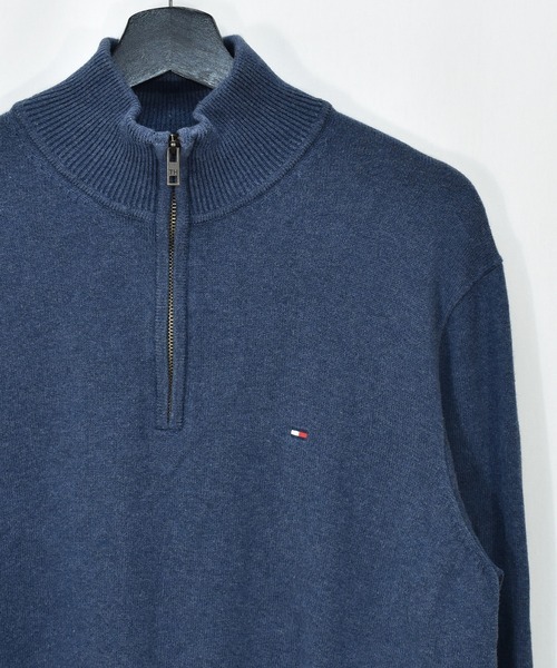 TOMMY HILFIGER(トミーヒルフィガー)の「【ヴィンテージ古着】TOMMY HILFIGER / トミーヒルフィガー ロゴ刺繍 ハーフジップニット セーター(ニット/セーター・メンズ・ネイビー・X-LARGE)」の1枚目の写真
