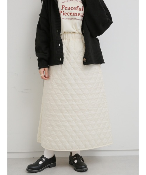 ehka sopo（エヘカソポ）の「キルティングスカート（スカート・レディース・ブラック/カーキ/キナリ・ﾌﾘ-）」の2枚目の写真