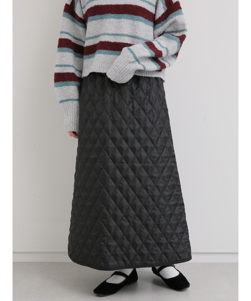ehka sopo（エヘカソポ）の「キルティングスカート（スカート・レディース・ブラック/カーキ/キナリ・ﾌﾘ-）」の3枚目の写真