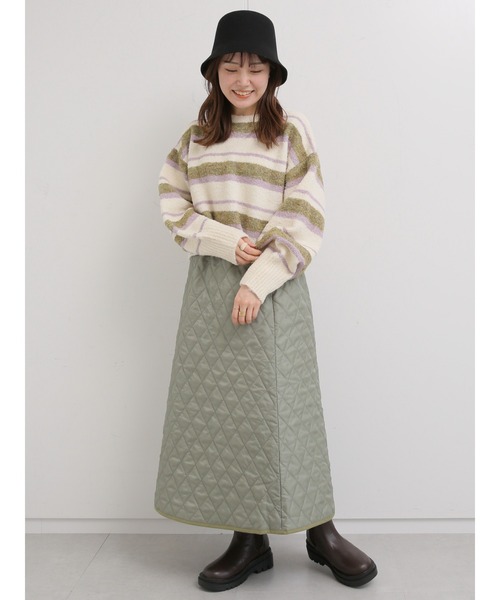 ehka sopo（エヘカソポ）の「キルティングスカート（スカート・レディース・ブラック/カーキ/キナリ・ﾌﾘ-）」の5枚目の写真