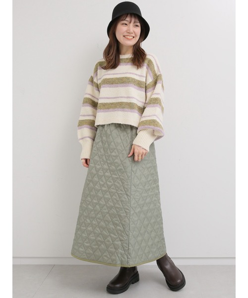 ehka sopo（エヘカソポ）の「キルティングスカート（スカート・レディース・ブラック/カーキ/キナリ・ﾌﾘ-）」の6枚目の写真