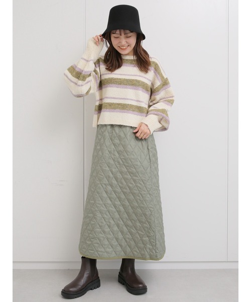 ehka sopo（エヘカソポ）の「キルティングスカート（スカート・レディース・ブラック/カーキ/キナリ・ﾌﾘ-）」の7枚目の写真