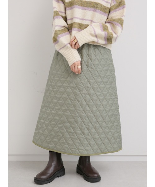 ehka sopo（エヘカソポ）の「キルティングスカート（スカート・レディース・ブラック/カーキ/キナリ・ﾌﾘ-）」の9枚目の写真