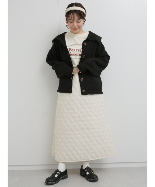 ehka sopo（エヘカソポ）の「キルティングスカート（スカート・レディース・ブラック/カーキ/キナリ・ﾌﾘ-）」の12枚目の写真