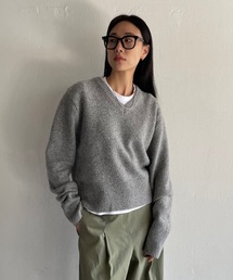 《ウール60%》 Vネックルーズボーイニット