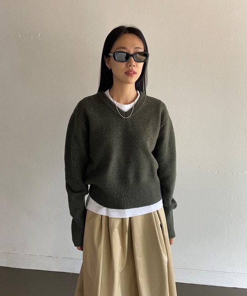 Didot.showroom（ディドット ショールーム）の「《ウール60％》 Vネックルーズボーイニット（ニット/セーター・レディース・グレー/レッド/カーキ/イエロー・FREE）」の13枚目の写真