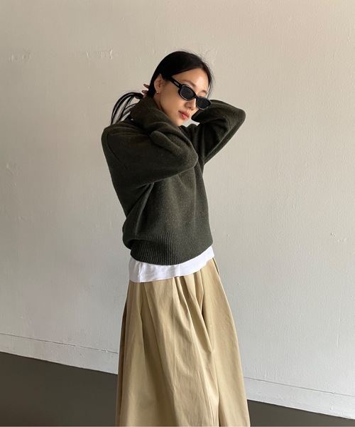 Didot.showroom（ディドット ショールーム）の「《ウール60％》 Vネックルーズボーイニット（ニット/セーター・レディース・グレー/レッド/カーキ/イエロー・FREE）」の14枚目の写真