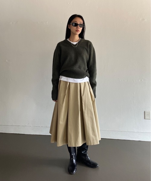 Didot.showroom（ディドット ショールーム）の「《ウール60％》 Vネックルーズボーイニット（ニット/セーター・レディース・グレー/レッド/カーキ/イエロー・FREE）」の17枚目の写真