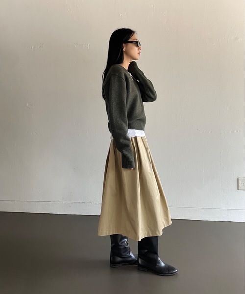 Didot.showroom（ディドット ショールーム）の「《ウール60％》 Vネックルーズボーイニット（ニット/セーター・レディース・グレー/レッド/カーキ/イエロー・FREE）」の19枚目の写真