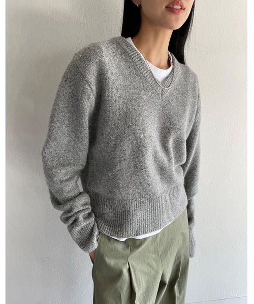 Didot.showroom（ディドット ショールーム）の「《ウール60％》 Vネックルーズボーイニット（ニット/セーター・レディース・グレー/レッド/カーキ/イエロー・FREE）」の11枚目の写真