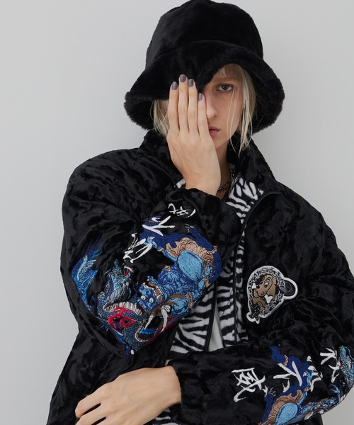 OLDGALFY×AIVER YABAI阿威婆亜ベルボアブルゾン