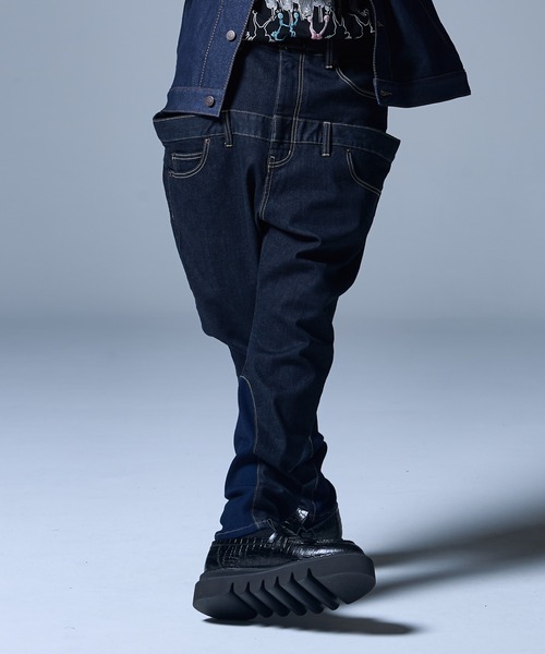 glamb（グラム）の「Layered Denim / レイヤードデニム（デニムパンツ・メンズ・インディゴブルー/ライトインディゴブルー・L/S/M）」の15枚目の写真