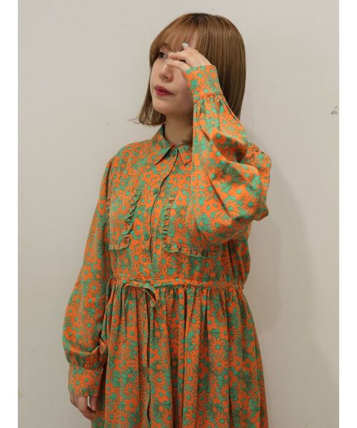 merry jenny（メリージェニー）の「2トーンフラワーシャツワンピース（ワンピース・レディース・グリーン/ブラック・FREE）」の7枚目の写真