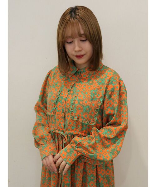 merry jenny（メリージェニー）の「2トーンフラワーシャツワンピース（ワンピース・レディース・グリーン/ブラック・FREE）」の8枚目の写真