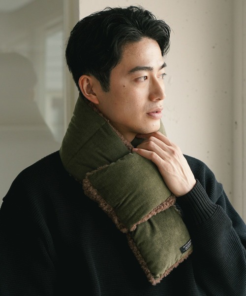 BAYFLOW（ベイフロー）の「リバーシブルコーディロイボアマフラー（マフラー・メンズ・ブラック/ベージュ/カーキ/その他1・FREE）」の3枚目の写真