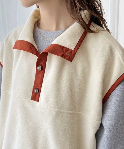 Java（ジャバ）の「《JaVa ジャバ別注》劇的にアカ抜け！配色フリースベスト（ベスト・レディース・グリーン/ブラック/ネイビー/アイボリー・MEDIUM/LARGE/SMALL/X-LARGE）」の6枚目の写真