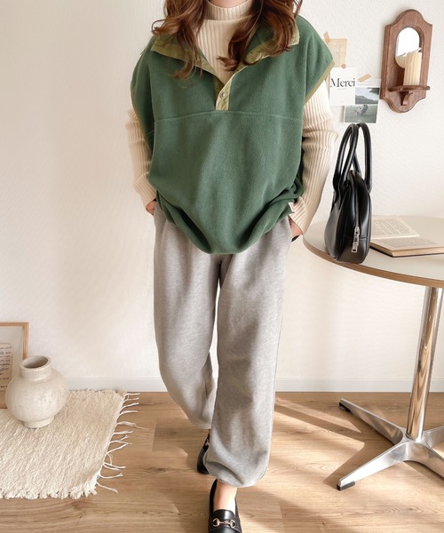 Java（ジャバ）の「《JaVa ジャバ別注》劇的にアカ抜け！配色フリースベスト（ベスト・レディース・グリーン/ブラック/ネイビー/アイボリー・MEDIUM/LARGE/SMALL/X-LARGE）」の12枚目の写真