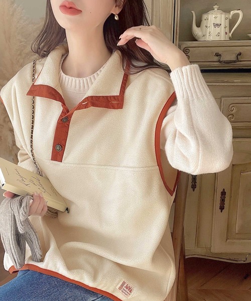 Java（ジャバ）の「《JaVa ジャバ別注》劇的にアカ抜け！配色フリースベスト（ベスト・レディース・グリーン/ブラック/ネイビー/アイボリー・MEDIUM/LARGE/SMALL/X-LARGE）」の19枚目の写真