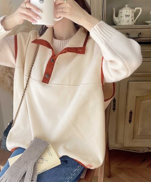 Java（ジャバ）の「《JaVa ジャバ別注》劇的にアカ抜け！配色フリースベスト（ベスト・レディース・グリーン/ブラック/ネイビー/アイボリー・MEDIUM/LARGE/SMALL/X-LARGE）」の17枚目の写真