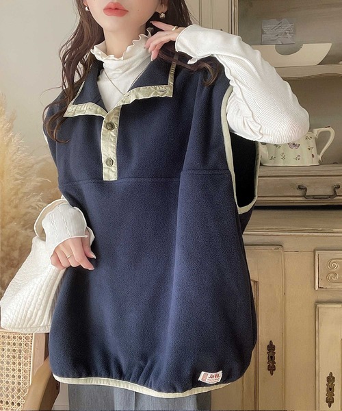 Java（ジャバ）の「《JaVa ジャバ別注》劇的にアカ抜け！配色フリースベスト（ベスト・レディース・グリーン/ブラック/ネイビー/アイボリー・MEDIUM/LARGE/SMALL/X-LARGE）」の20枚目の写真