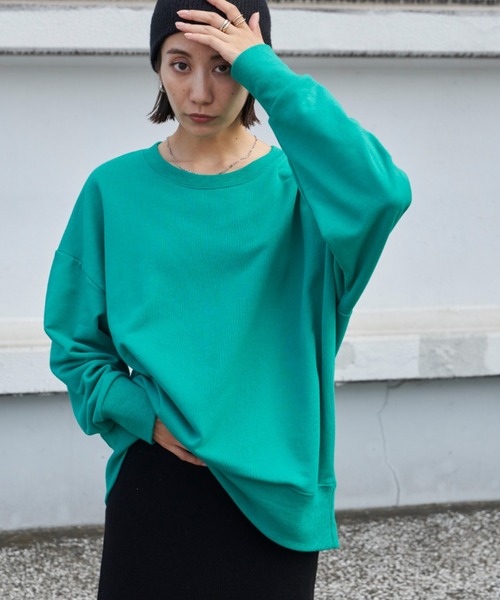 Auntie Rosa Holiday(アンティローザホリデー)の「TC裏毛オーバーサイズプルオーバー(スウェット・レディース・ピンク/グリーン/ホワイト/イエロー/ナチュラル・FREE)」の7枚目の写真