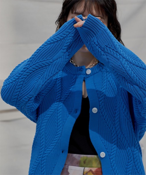 miette（ミエット）の「ウェーブニットカーディガン（カーディガン/ボレロ・レディース・オレンジ/グリーン/ライトベージュ/ブルー/ブラック・FREE）」の22枚目の写真