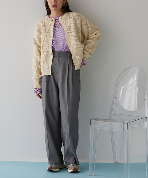 miette（ミエット）の「ウェーブニットカーディガン（カーディガン/ボレロ・レディース・オレンジ/グリーン/ライトベージュ/ブルー/ブラック・FREE）」の11枚目の写真