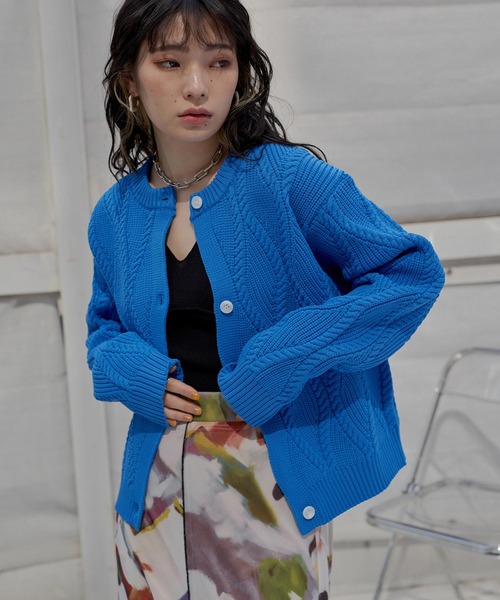 miette（ミエット）の「ウェーブニットカーディガン（カーディガン/ボレロ・レディース・オレンジ/グリーン/ライトベージュ/ブルー/ブラック・FREE）」の14枚目の写真