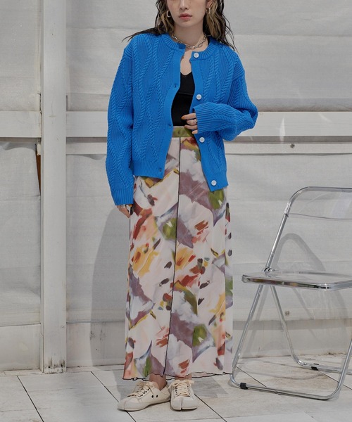 miette（ミエット）の「ウェーブニットカーディガン（カーディガン/ボレロ・レディース・オレンジ/グリーン/ライトベージュ/ブルー/ブラック・FREE）」の15枚目の写真