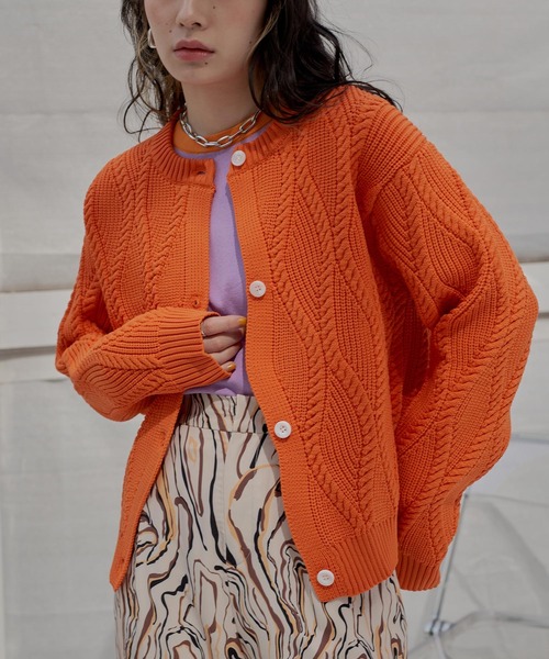 miette（ミエット）の「ウェーブニットカーディガン（カーディガン/ボレロ・レディース・オレンジ/グリーン/ライトベージュ/ブルー/ブラック・FREE）」の16枚目の写真