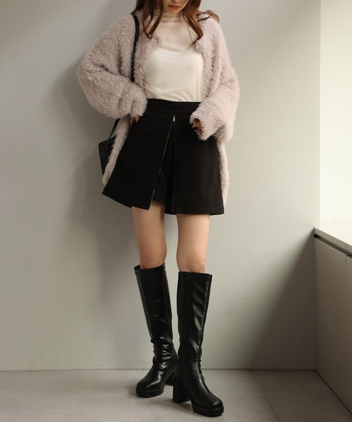 one after another NICE CLAUP（ワンアフターアナザーナイスクラップ）の「【2WAY着用】ジップアップミニスカパン（その他パンツ・レディース・ブラック/グレー系その他/ベージュ/ベージュ系その他・FREE）」の5枚目の写真