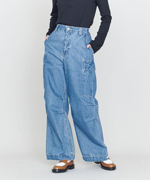 ASTRAET（アストラット）の「＜ASTRAET＞コットン デニム スソドロー カーゴパンツ（カーゴパンツ・レディース・ライトブルー・1/0）」の9枚目の写真