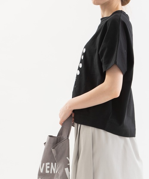 nop de nod(ノップドゥノッド)の「USコットン Cornet ユーカリプリントTシャツ(Tシャツ/カットソー・レディース・ブラック/オフホワイト/キナリ・3)」の14枚目の写真