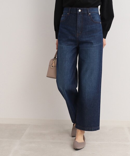 Cutie Blonde(キューティーブロンド)の「◆やわらかデニム【セットアップ可】ハイウエスト ワイドパンツ(デニムパンツ・レディース・ブルー/ダークネイビー・01/02/03)」の1枚目の写真