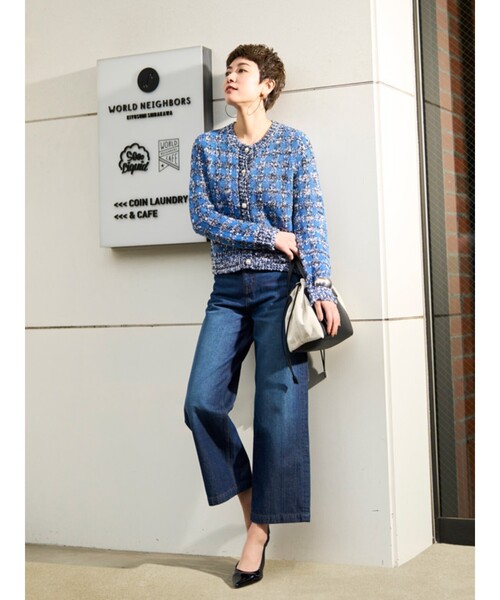 Cutie Blonde(キューティーブロンド)の「◆やわらかデニム【セットアップ可】ハイウエスト ワイドパンツ(デニムパンツ・レディース・ブルー/ダークネイビー・01/02/03)」の6枚目の写真