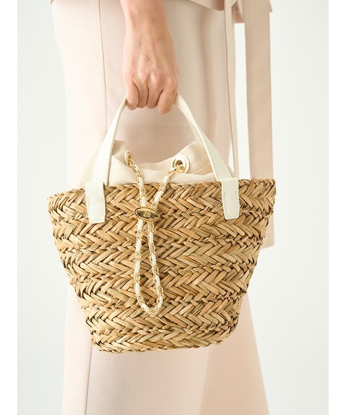 SNIDEL(スナイデル)の「チェーンポイントグラスバッグS(かごバッグ・レディース・ホワイト/ブラック/レッド・FREE)」の4枚目の写真