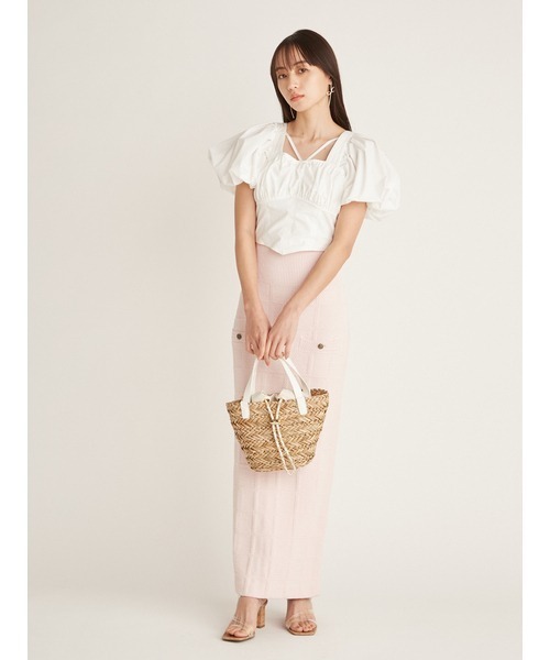 SNIDEL(スナイデル)の「チェーンポイントグラスバッグS(かごバッグ・レディース・ホワイト/ブラック/レッド・FREE)」の7枚目の写真