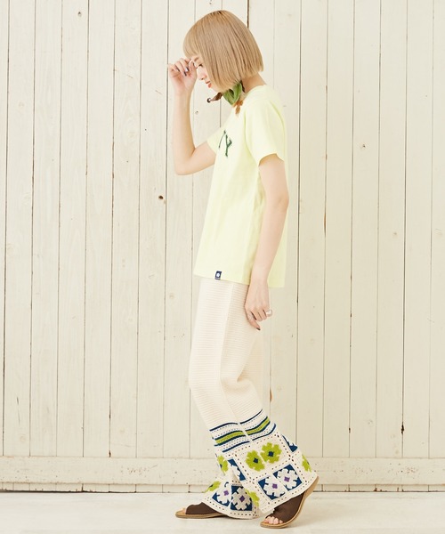 CUBE SUGAR(キューブシュガー)の「花柄モチーフニットギャザーパンツ(その他パンツ・レディース・ブラウン/ブラック/ナチュラル・M)」の7枚目の写真