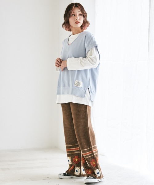 CUBE SUGAR(キューブシュガー)の「花柄モチーフニットギャザーパンツ(その他パンツ・レディース・ブラウン/ブラック/ナチュラル・M)」の21枚目の写真