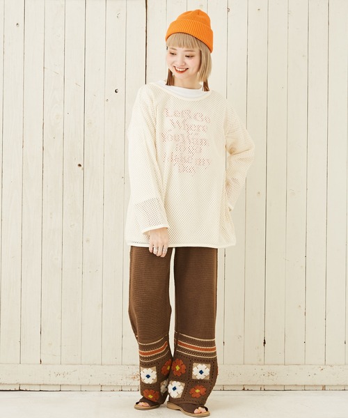 CUBE SUGAR(キューブシュガー)の「花柄モチーフニットギャザーパンツ(その他パンツ・レディース・ブラウン/ブラック/ナチュラル・M)」の16枚目の写真