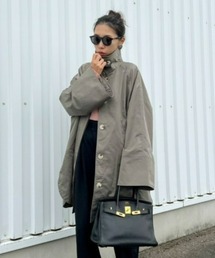 ECRIRE | 【yurieコラボ】スタンドカラーツイルポンチョコート(ステンカラーコート)